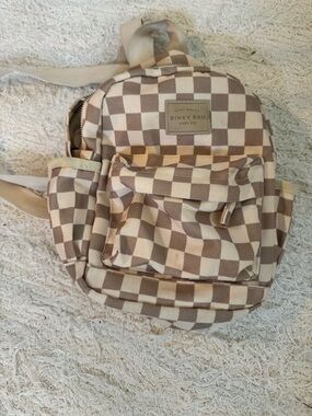 Binxy Bro Checkered Kids Backpack - Beige and Brown